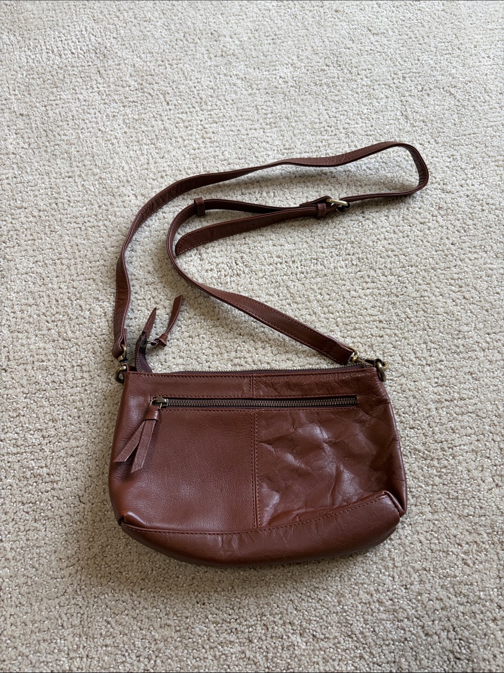 Women's Brown Leather Crossbody Bag - Classic Everyday Style